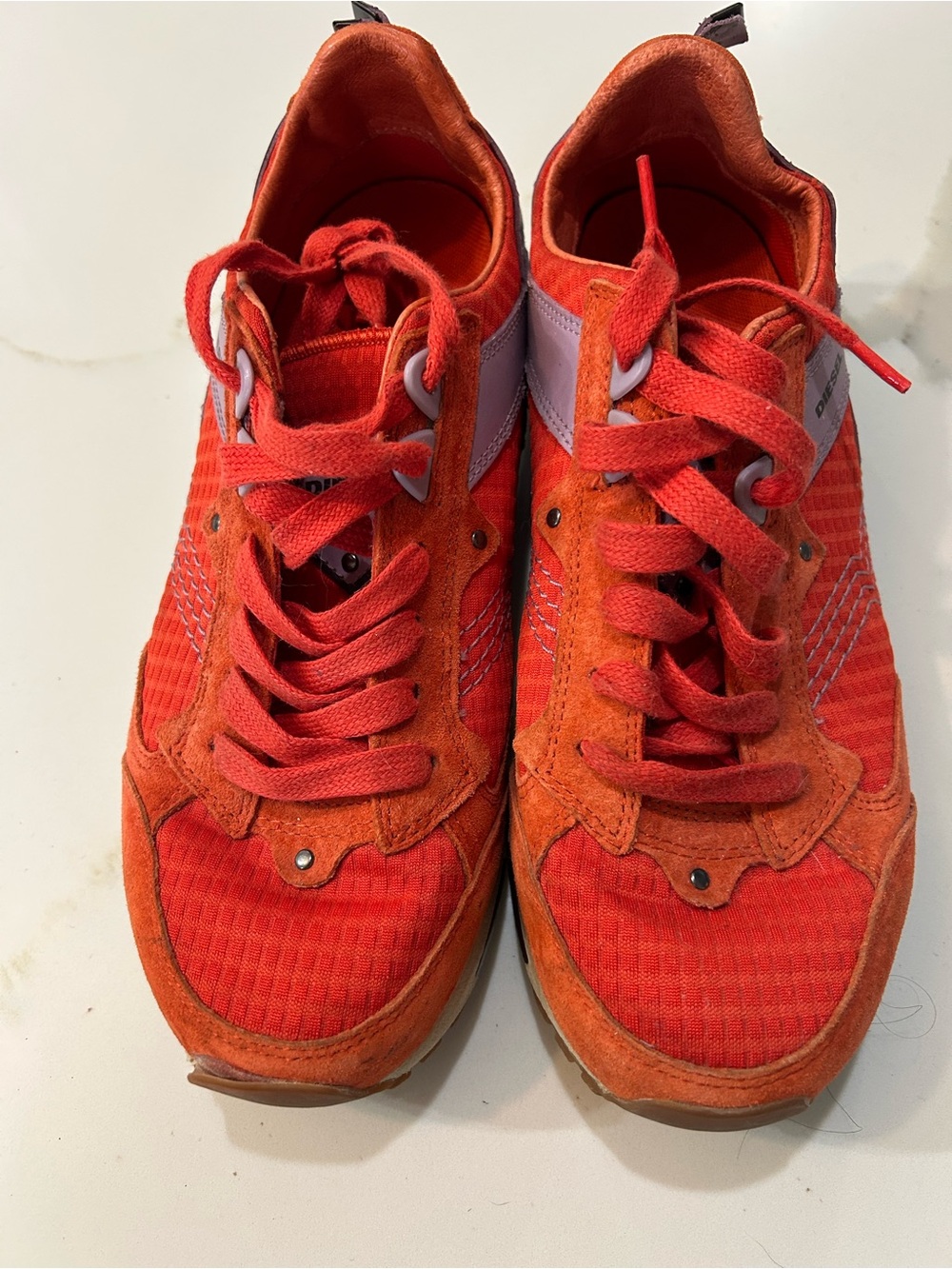 Diesel Anza Sneakers in Vibrant Orange, Purple, and Black